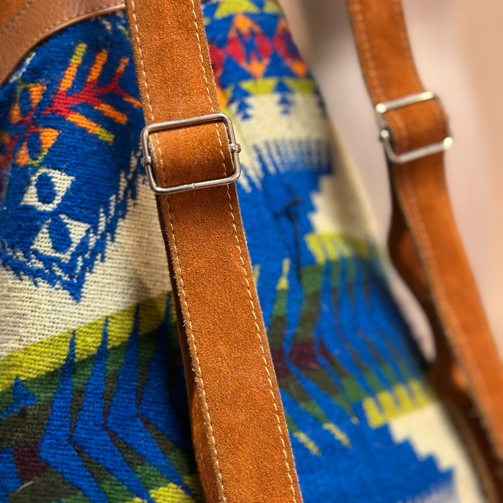 Handcrafted Leather/Woven Tribal Textile Backpack, Galapagos